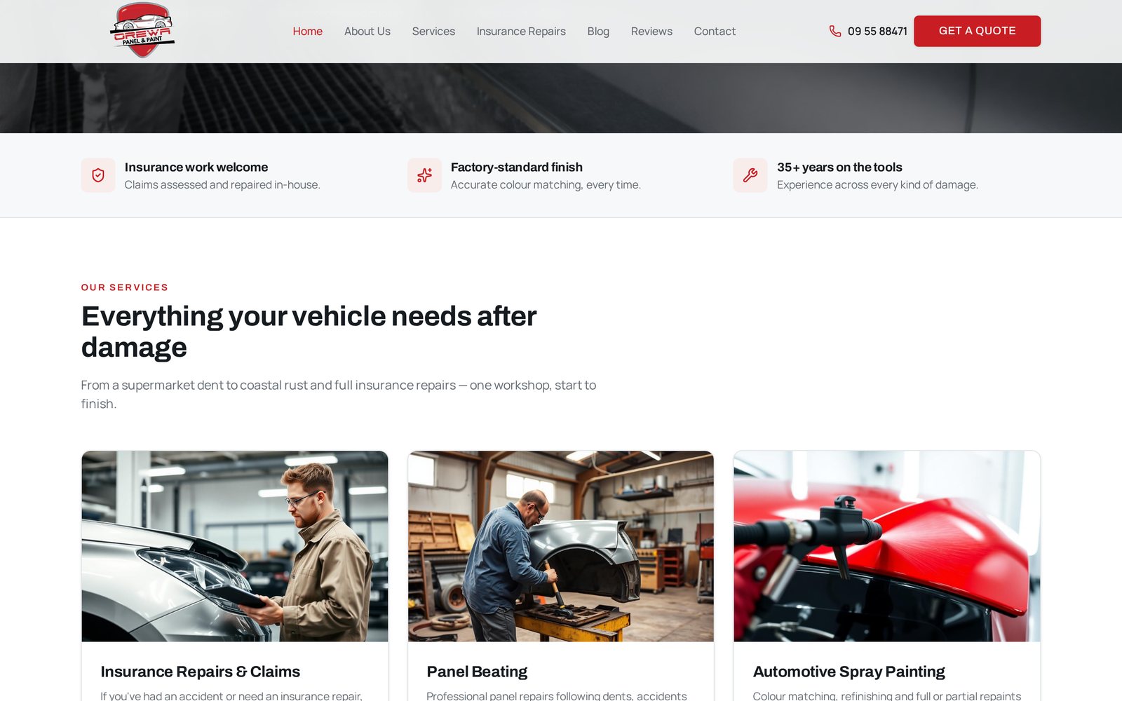 Orewa Panel & Paint website detail 1