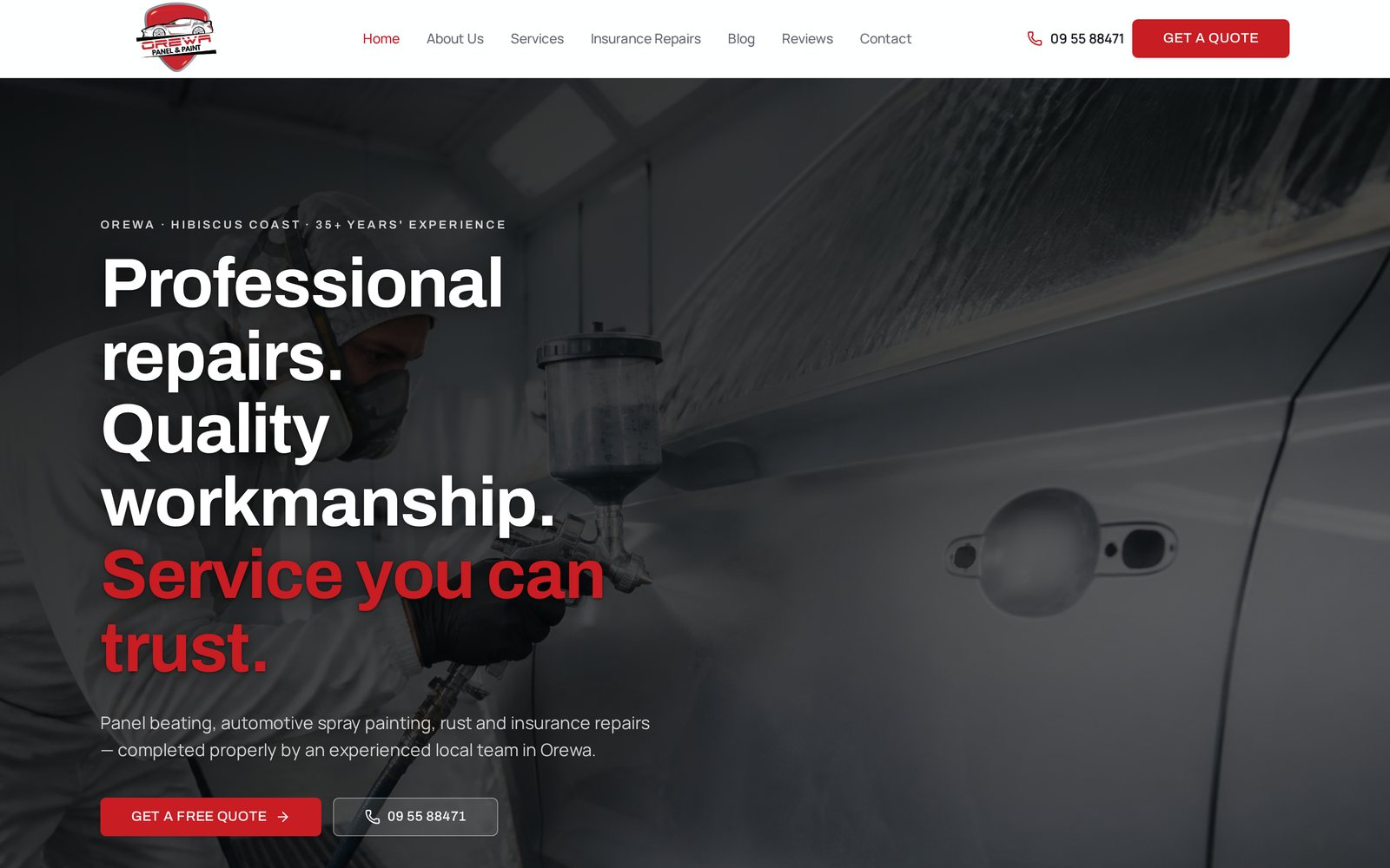 Orewa Panel & Paint website