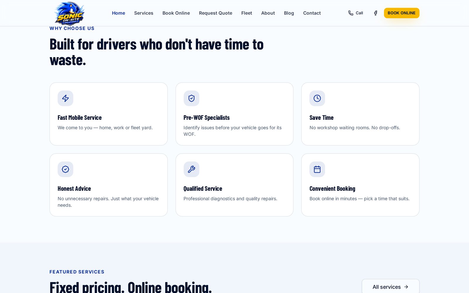 Sonic On-Site Solutions website detail 1